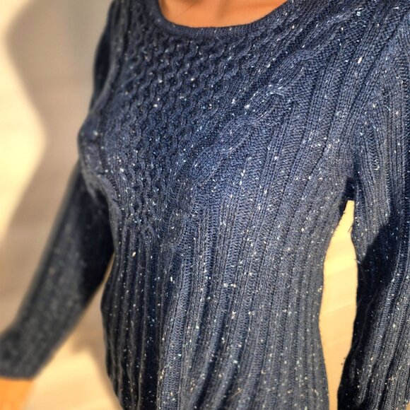 HANNAH Acrylic sweater, Turquoise with white specks in size LG. - Picture 6 of 16